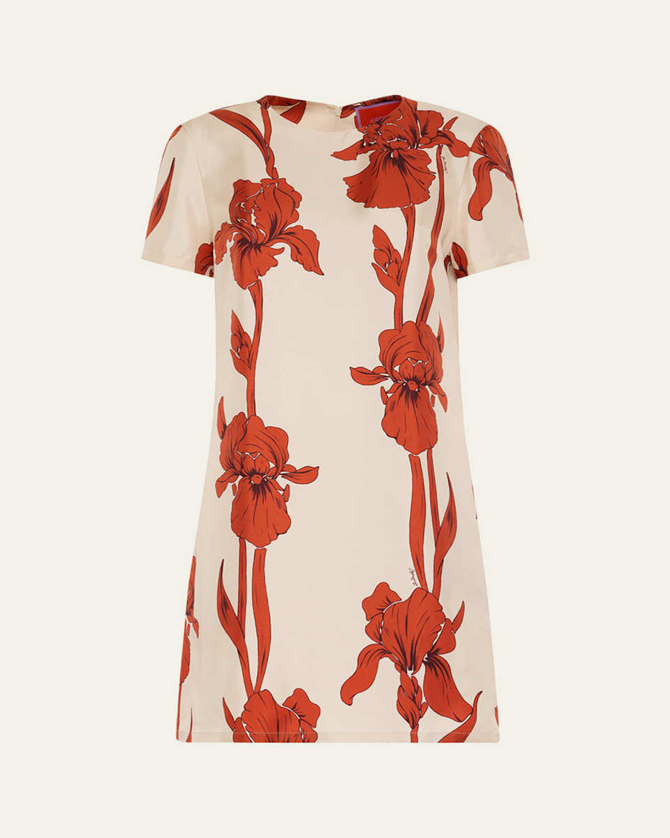 Floral Mini Swing Silk Dress